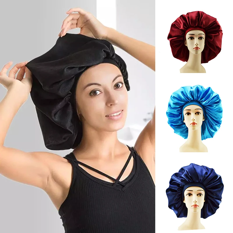 High Plus Size Satin Silky Bonnet Sleep Night Cap Waterproof Head Cover Bonnet Hat for Curly Springy Hair Shower Caps
High Plus Size Satin Silky Bonnet Sleep Night Cap Waterproof Head Cover Bonnet Hat for Curly Springy Hair Shower Caps