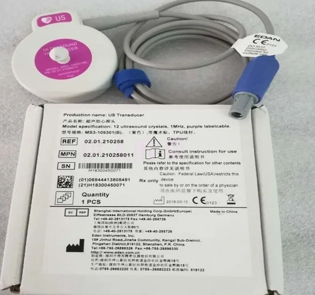 EDAN Original Fetal Monitor F9 Fetal Heart US Probe Double Groove 4-pin Purple With Velcro Cord Length 2.5 Meters
EDAN Original Fetal Monitor F9 Fetal Heart US Probe Double Groove 4-pin Purple With Velcro Cord Length 2.5 Meters