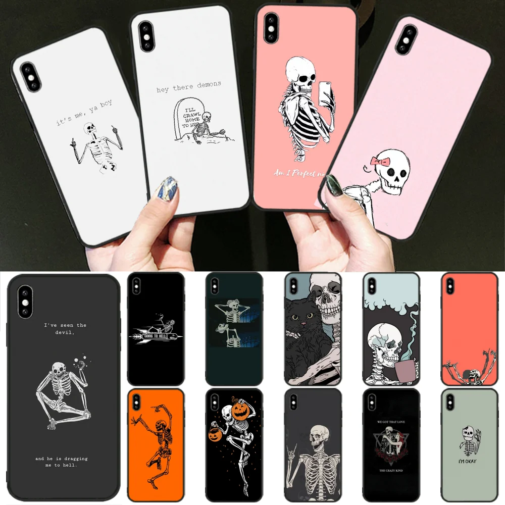 Для iPhone 11 pro XS MAX 8 7 6 6S Plus X 5 5S SE 2020 XR etui чехол с прикольным череп Искусство танца