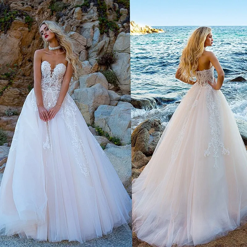 Sexy Princess Lace Appliques A-Line Wedding Dresses Custom Made Long Beach Bridal Gowns Custom Plus Size Bride Wedding Dress
Sexy Princess Lace Appliques A-Line Wedding Dresses Custom Made Long Beach Bridal Gowns Custom Plus Size Bride Wedding Dress