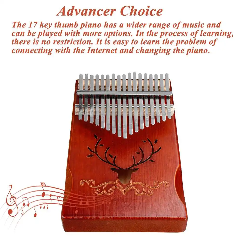 17 Keys Pinetree Wood Mahogany Body Thumb Piano Musical Instrument With Learning Book Tune Hammer for beginner 
17 Keys Pinetree Wood Mahogany Body Thumb Piano Musical Instrument With Learning Book Tune Hammer for beginner