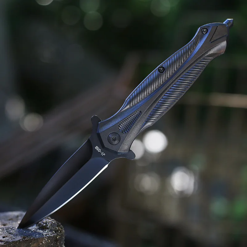 Black steel outdoor folding knife portable knives quick open sharp outdoor rescue folding EDC tool HW186
Black steel outdoor folding knife portable knives quick open sharp outdoor rescue folding EDC tool HW186