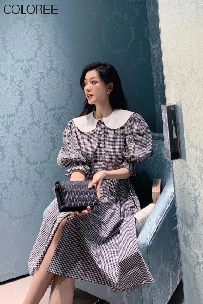 Korean Fashion Summer Clothes for Women 2021 Elegant Vintage Puff Sleeve Pleated Midi Dresses Casual Plaid Robe Femme
Korean Fashion Summer Clothes for Women 2021 Elegant Vintage Puff Sleeve Pleated Midi Dresses Casual Plaid Robe Femme