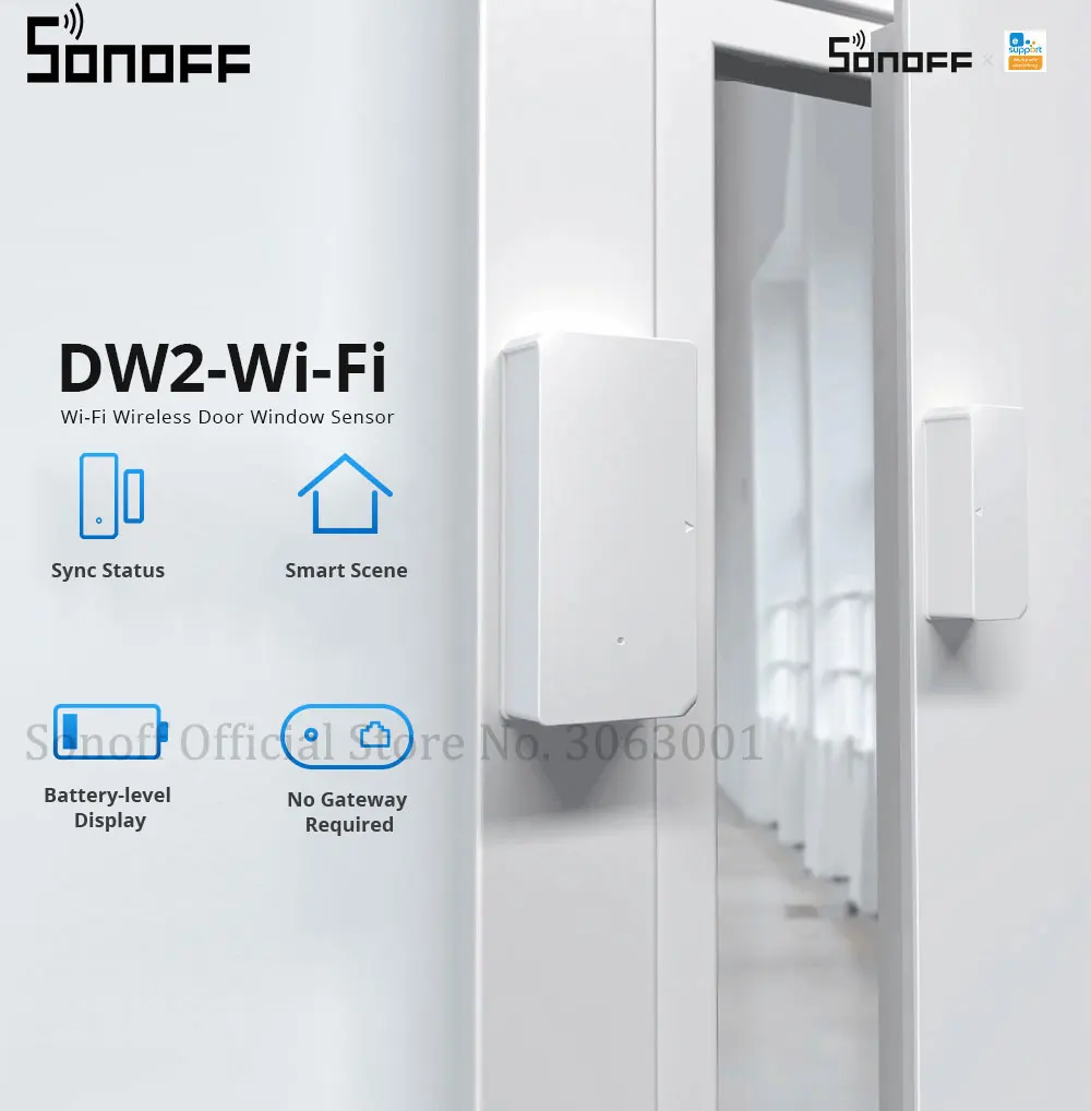 Беспроводной датчик открытия/закрытия окон и дверей SONOFF DW2 с поддержкой Wi