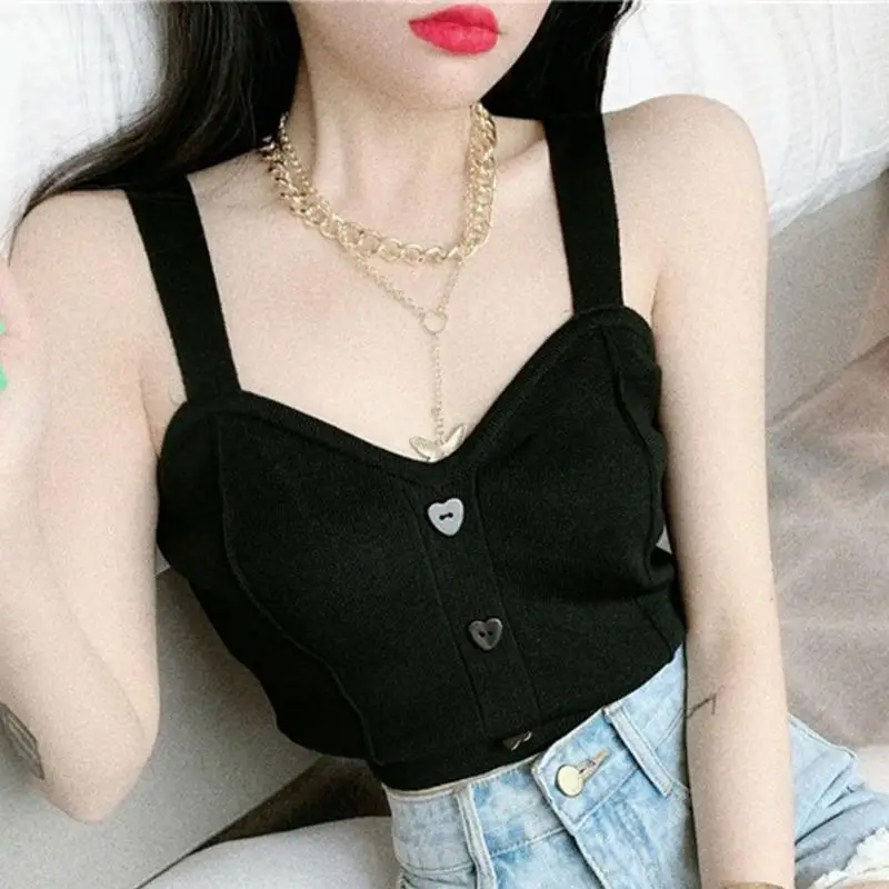 Women Knitted Crop Top With Buttons Belt Tank Tops Female Women Women Camis Bustier Crop Tops Top Summer Clothing T0T8
Women Knitted Crop Top With Buttons Belt Tank Tops Female Women Women Camis Bustier Crop Tops Top Summer Clothing T0T8
