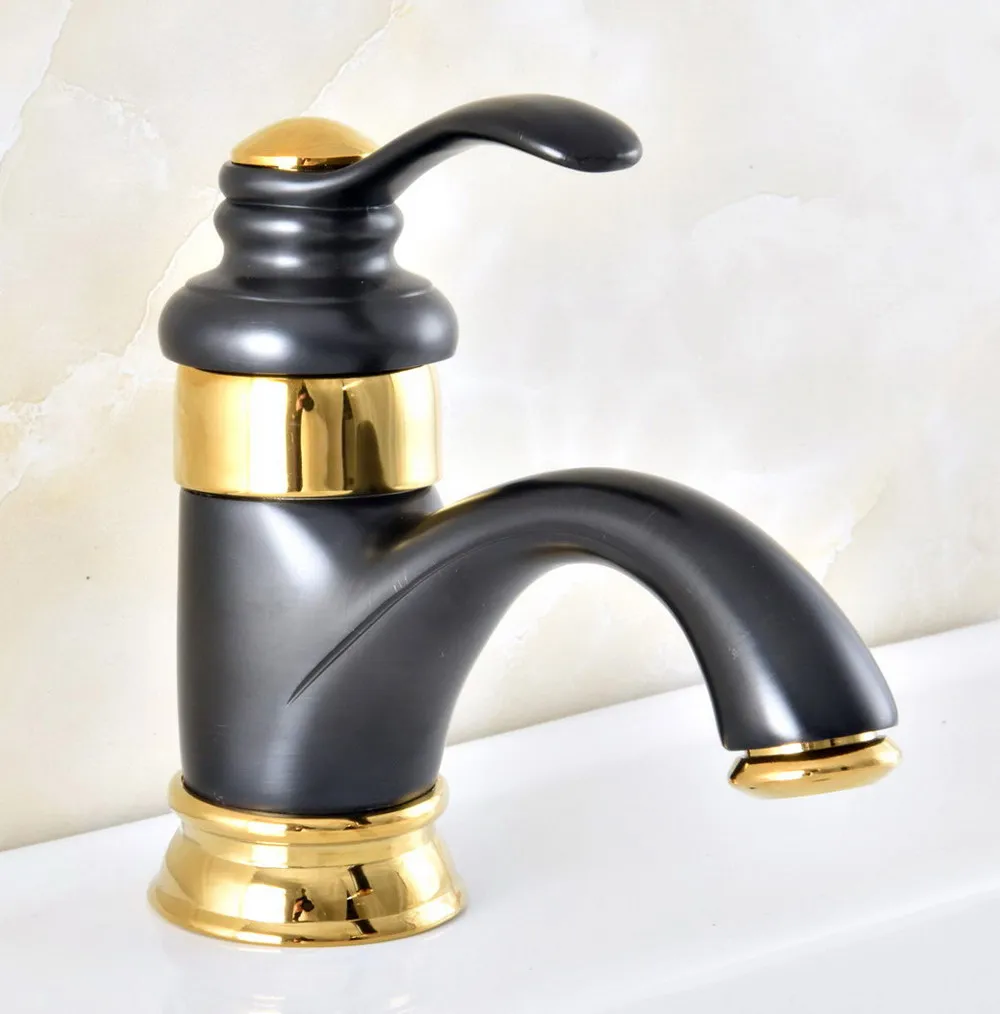 Oil Rubbed Bronze Black & Gold Brass Bathroom Faucet Basin Sink Faucets Single Handle Hot&Cold Water Mixer Tap Lnf303
Oil Rubbed Bronze Black & Gold Brass Bathroom Faucet Basin Sink Faucets Single Handle Hot&Cold Water Mixer Tap Lnf303