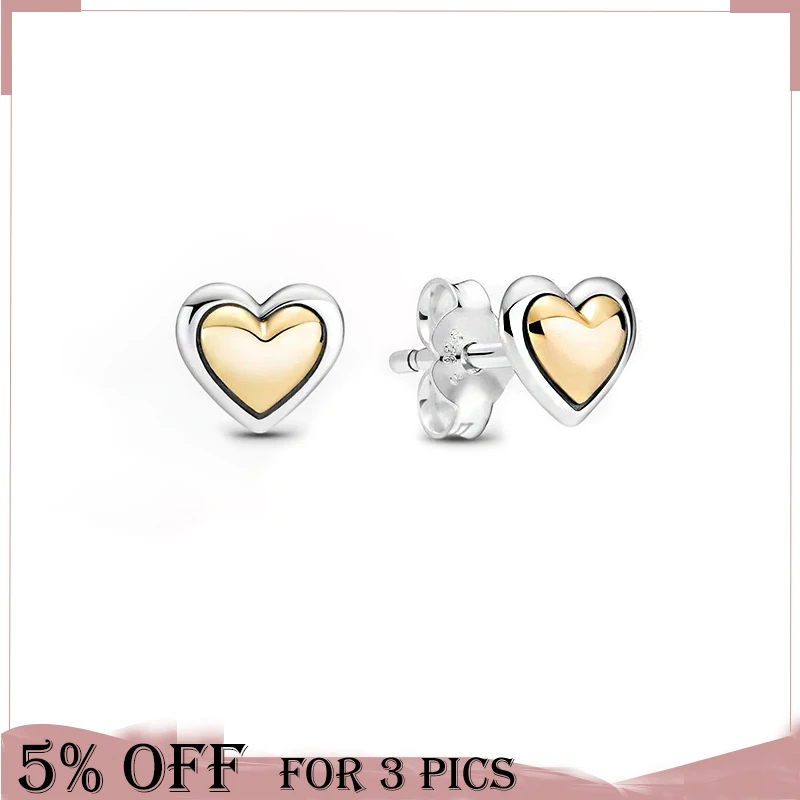 2021 Mother's Day Two Tone Domed Golden Heart Stud Earrings 925 Sterling Silver Earring Women Silver Jewelry Gift
2021 Mother's Day Two Tone Domed Golden Heart Stud Earrings 925 Sterling Silver Earring Women Silver Jewelry Gift