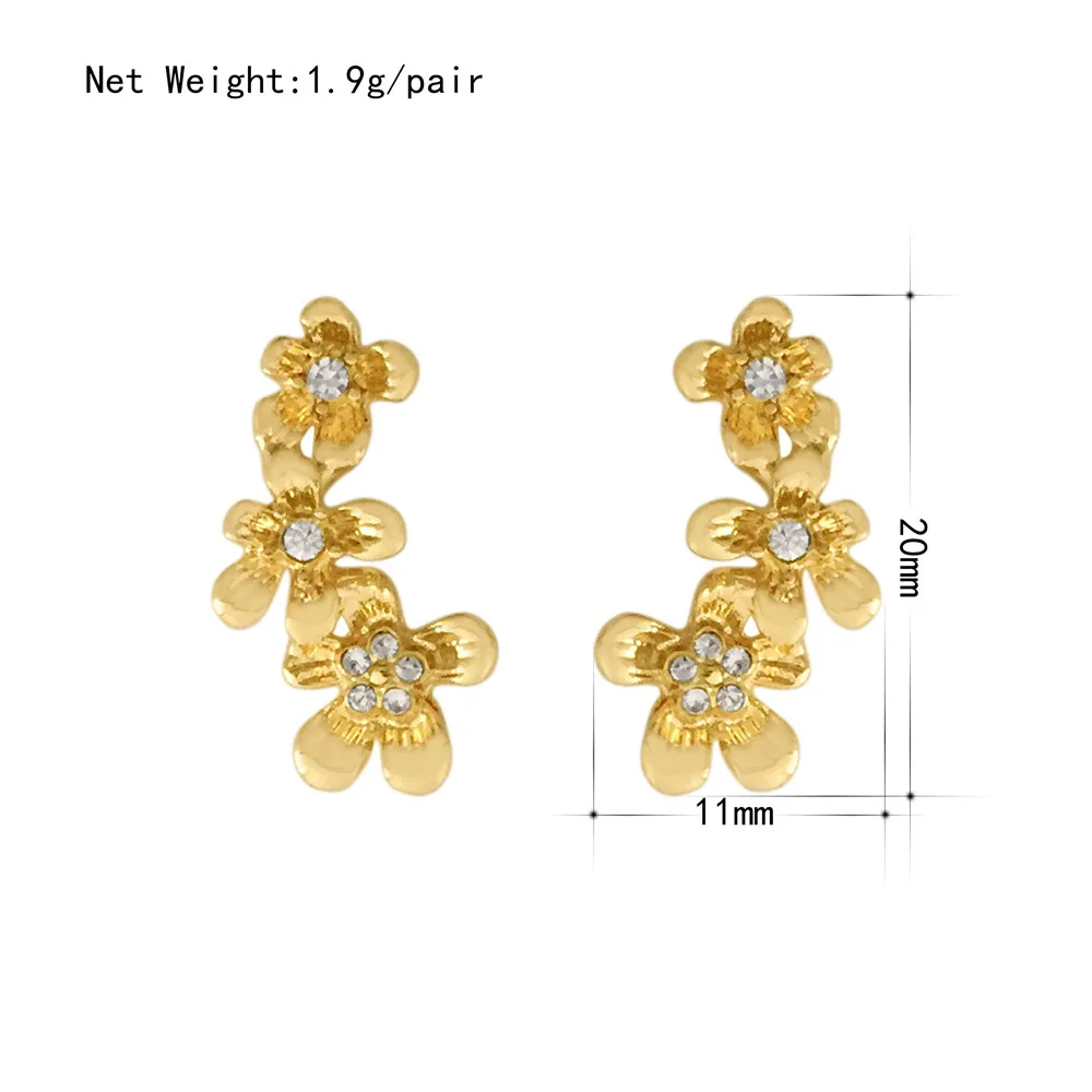 Pretty Gold Color Plating Clear Stone Inserted Floral Stud Earrings For Women Girl Dinner Party Anniversary Decoration Jewelry
Pretty Gold Color Plating Clear Stone Inserted Floral Stud Earrings For Women Girl Dinner Party Anniversary Decoration Jewelry