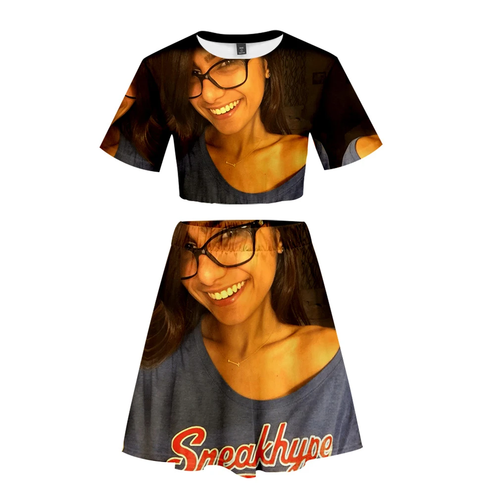 3D Printed Mia Khalifa Trendy Style Women Two Piece Set Summer Short Sleeve Crop Top+Skirt Suitable Casual Streetwear Clothes 
3D Printed Mia Khalifa Trendy Style Women Two Piece Set Summer Short Sleeve Crop Top+Skirt Suitable Casual Streetwear Clothes