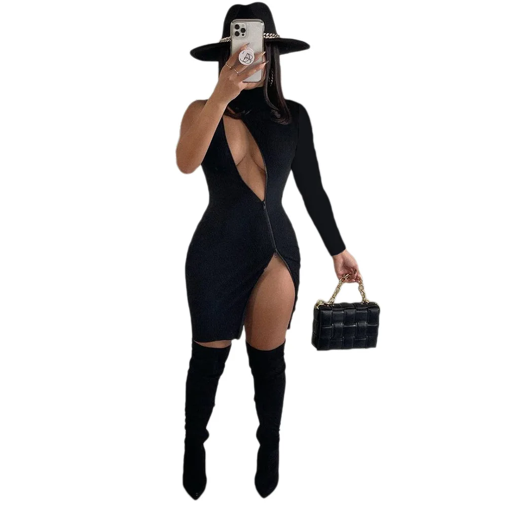 Casual Long Sleeve Mini Dress Fashion Sexy Hollow Out Party Dress Spring Autumn Elegant High Women Dress Zipper Up
Casual Long Sleeve Mini Dress Fashion Sexy Hollow Out Party Dress Spring Autumn Elegant High Women Dress Zipper Up