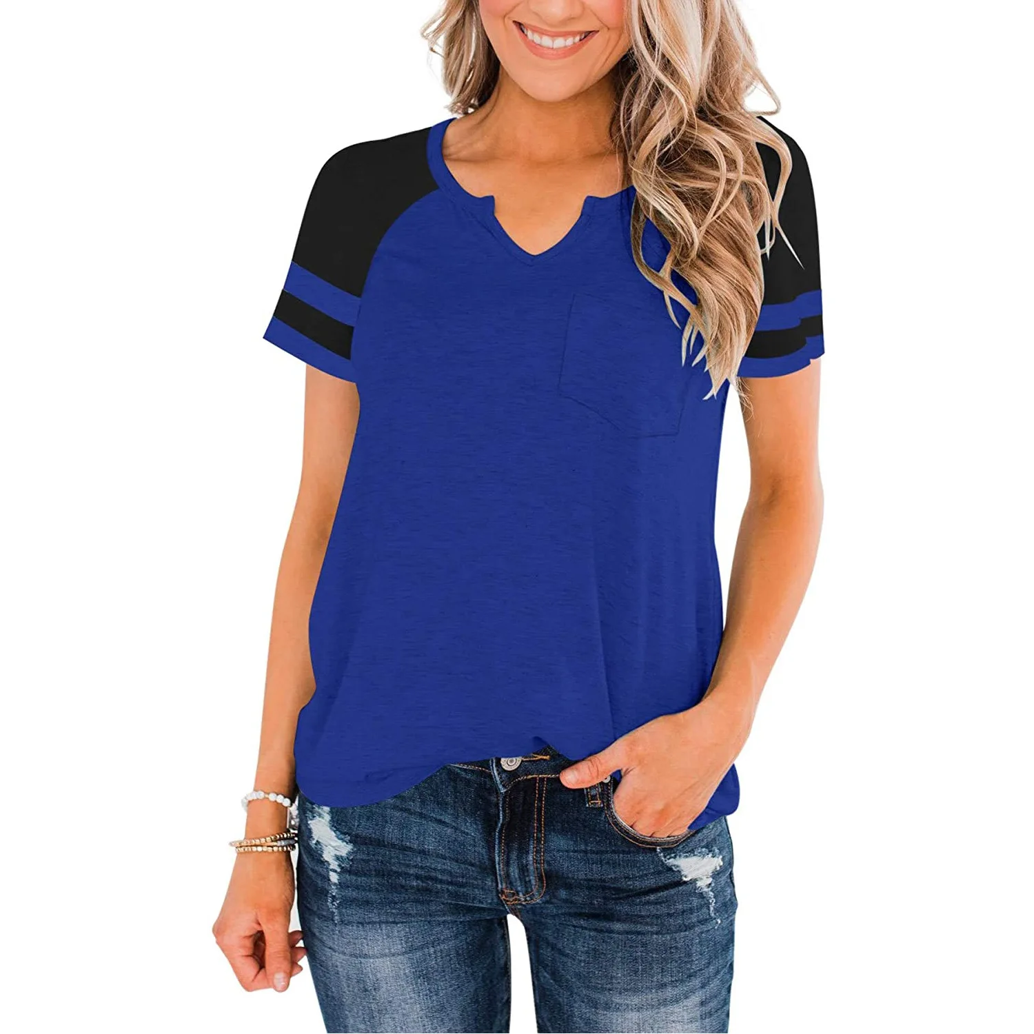 UVRCO 2021 Spring And Summer Multicolor Shirts Women Stitching V-neck Short-sleeved T-shirt Top Elegant Leisure Casual T-shirt
UVRCO 2021 Spring And Summer Multicolor Shirts Women Stitching V-neck Short-sleeved T-shirt Top Elegant Leisure Casual T-shirt