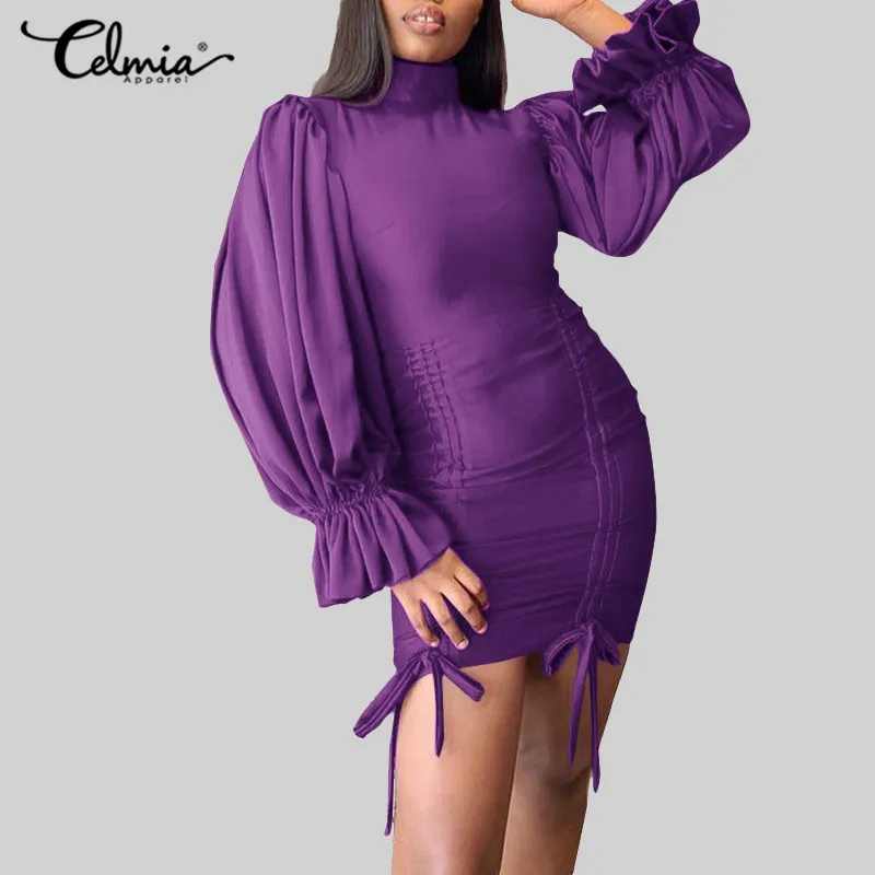 Women 2021 Fashion Mini Dress Celmia Drawstring Folds Long Puff Sleeve Sexy Bodycon Club Dresses Sheath Tight Fit Solid Vestidos
Women 2021 Fashion Mini Dress Celmia Drawstring Folds Long Puff Sleeve Sexy Bodycon Club Dresses Sheath Tight Fit Solid Vestidos