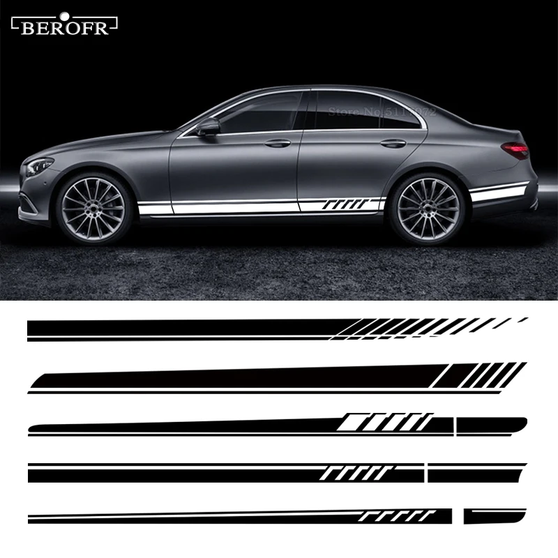 

2 Pcs Car Decal Edition 1 Side Stripes Skirt Racing Sticker For Mercedes Benz E Class W213 E63 AMG E53 S E43 S213 A238 C238 2022