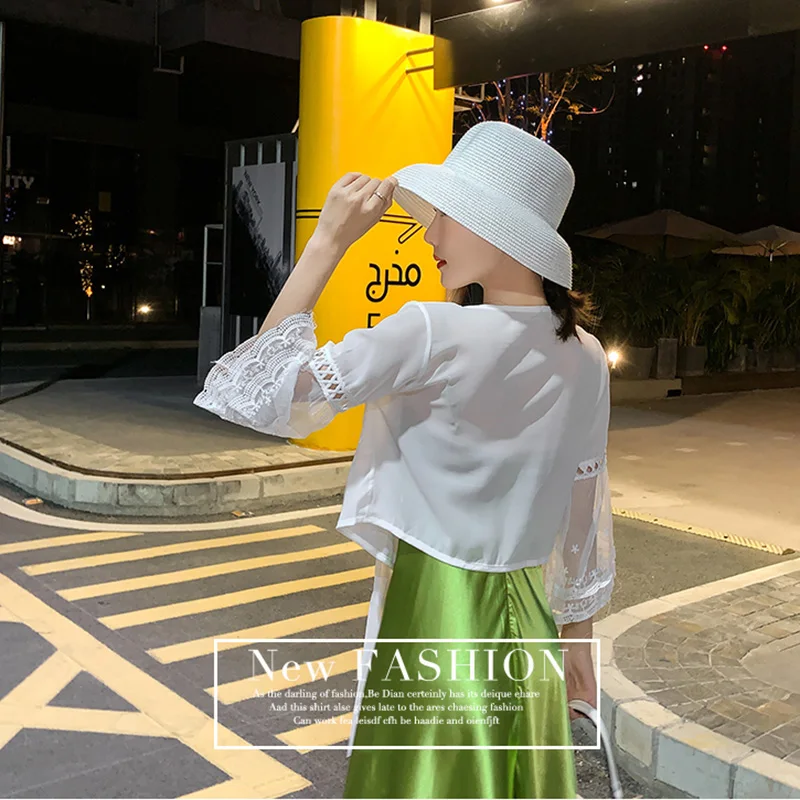 Patchwork Lace Kimono Cardigan Blouses Women 2021 Summer Short Sleeve Crop Top Casual Sun Protection Clothing White Small Shirt
Patchwork Lace Kimono Cardigan Blouses Women 2021 Summer Short Sleeve Crop Top Casual Sun Protection Clothing White Small Shirt