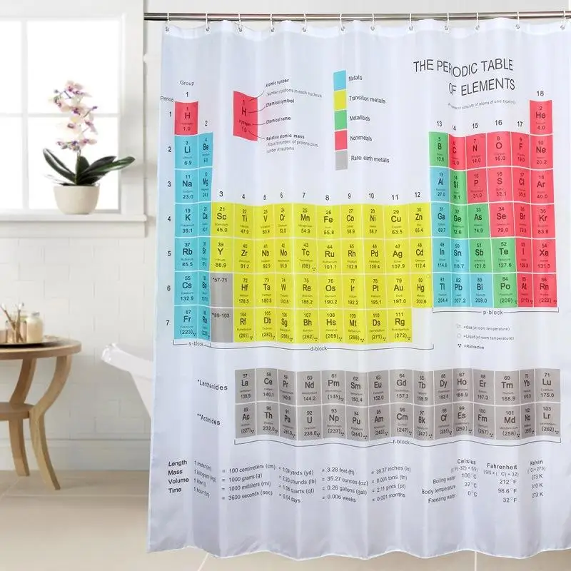 Creative Periodic Table of Elements Shower Curtain Chemical form Digital Printing Waterproof Shower Curtain Bathroom Products
Creative Periodic Table of Elements Shower Curtain Chemical form Digital Printing Waterproof Shower Curtain Bathroom Products