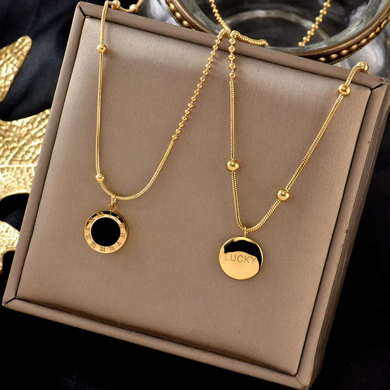 inserts No fading Titanium stainless steel Roman numerals Necklace fashion charm pendant Xiaojindo Light luxury gift women jewel
inserts No fading Titanium stainless steel Roman numerals Necklace fashion charm pendant Xiaojindo Light luxury gift women jewel