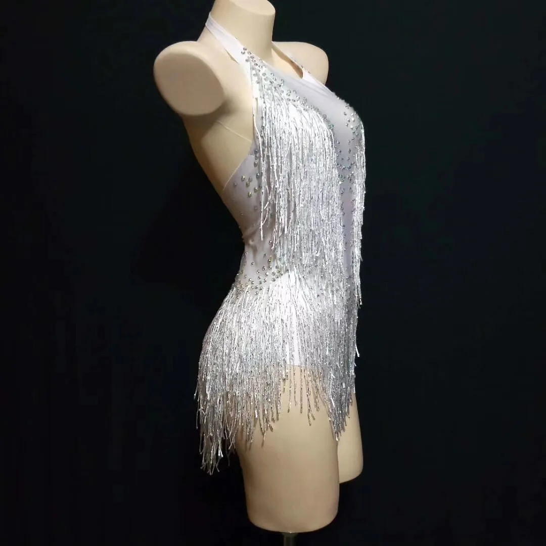 White Sparkly Rhinestones Tassel Jumpsuits Leotard Nightclub Dance DS Stage Wear Stretch Bodysuit Party Female Singer Outfit
White Sparkly Rhinestones Tassel Jumpsuits Leotard Nightclub Dance DS Stage Wear Stretch Bodysuit Party Female Singer Outfit