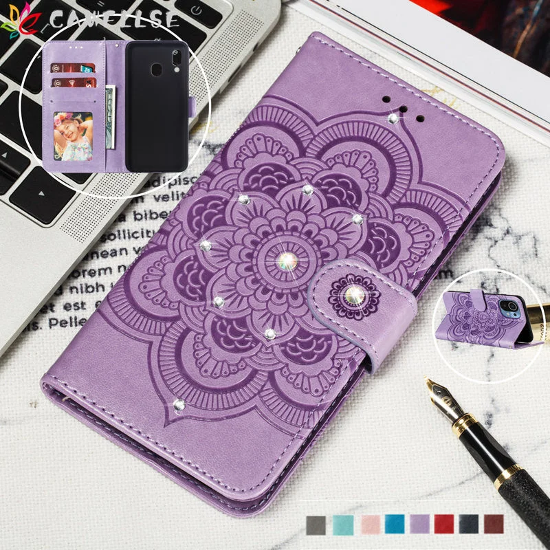 

3D Embossed Flip Wallet Case for Samsung Galaxy A20E A30 A40 A50 A70 A81 A91 M31 M51 M30S J4 J6 Plus A750 Phone Bags Bling Cover