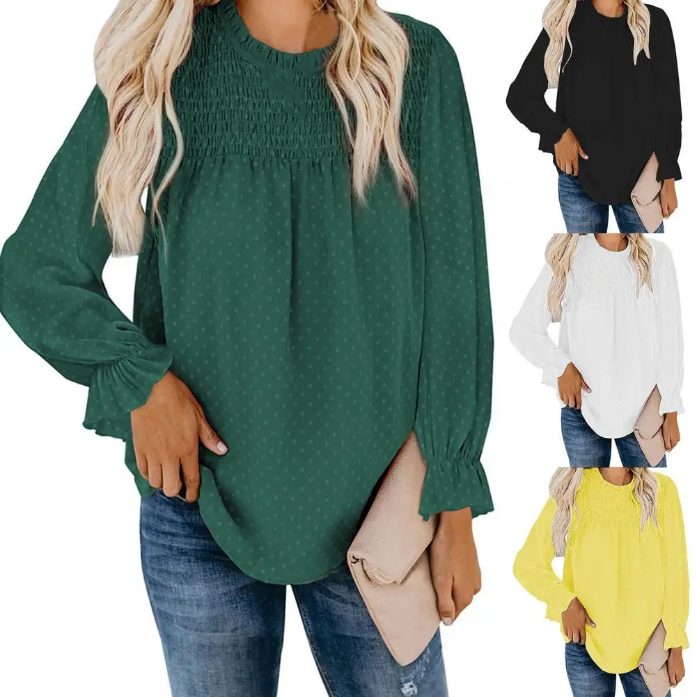 Women Stylish Casual Autumn Top Lantern Sleeve Drawstring Polka Dot O Neck Shirt for Dating Party Dailywear
Women Stylish Casual Autumn Top Lantern Sleeve Drawstring Polka Dot O Neck Shirt for Dating Party Dailywear