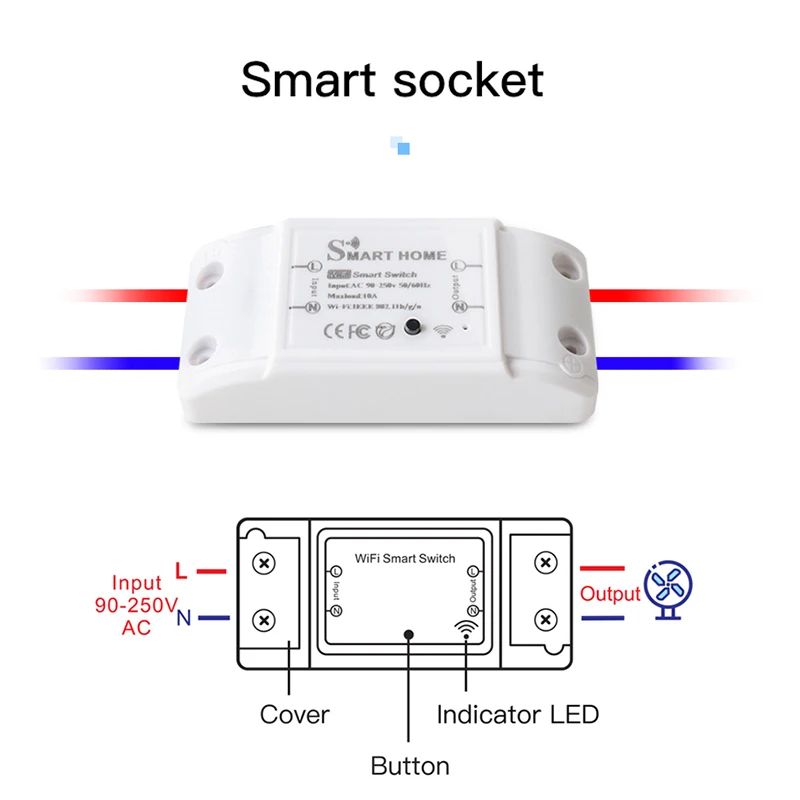 

WiFi Smart Home Light Switch 10A Universal Breaker Timer DOHOME App Wireless Remote Control Works With HomeKit Alexa Google Home