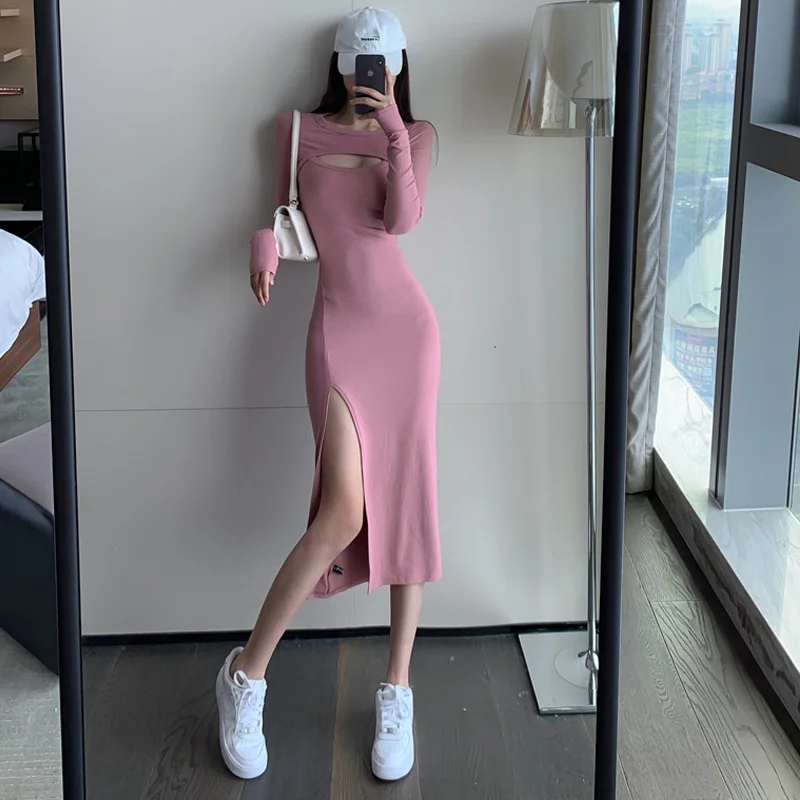 Gegejia Spring Sexy Hollow-out Chest-Flattering Large round Neck Long Sleeves Dress Slim-Fit Annual Meeting Dress Split Dress
Gegejia Spring Sexy Hollow-out Chest-Flattering Large round Neck Long Sleeves Dress Slim-Fit Annual Meeting Dress Split Dress