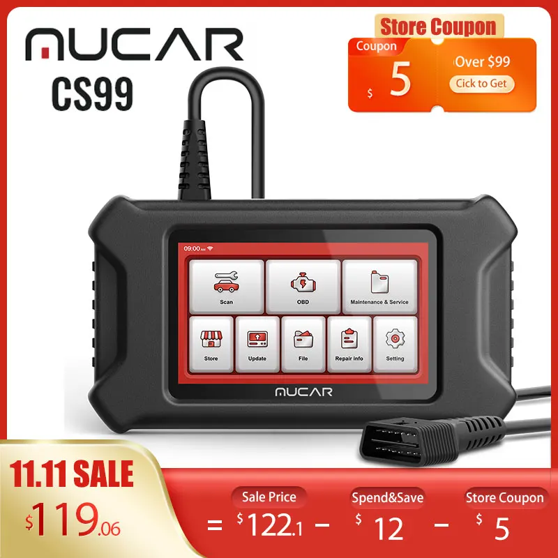 MUCAR CS99 OBD2 All System Car Diagnostic Tool Oil/SAS/BRAKE/DPF/ETS Reset Lifetime Free WiFi Update Auto DIY Car OBDII Scanner
MUCAR CS99 OBD2 All System Car Diagnostic Tool Oil/SAS/BRAKE/DPF/ETS Reset Lifetime Free WiFi Update Auto DIY Car OBDII Scanner
