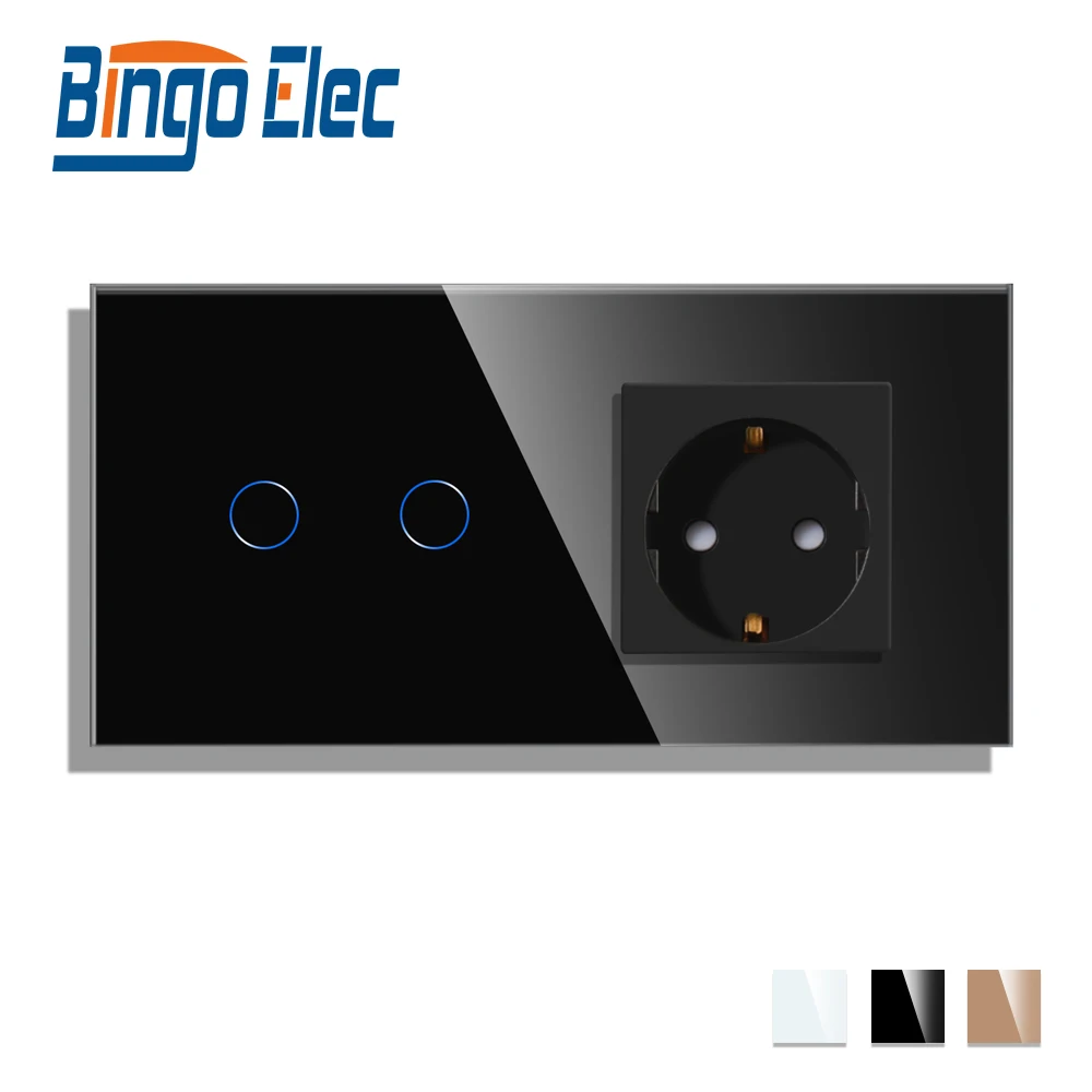 Bingoelec Sockets and Switches Touch Switch 1 Gang 2 Way EU Standard Socket for Home Black White Gold Crystal Glass Panel
Bingoelec Sockets and Switches Touch Switch 1 Gang 2 Way EU Standard Socket for Home Black White Gold Crystal Glass Panel