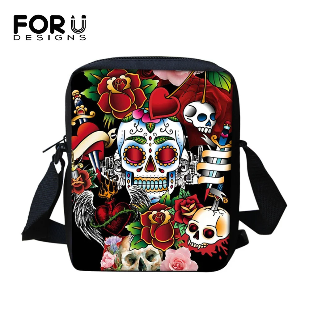 

FORUDESIGNS Fashion Crossbody Shoulder Bags For Teenager Girls Punk Skull Printing Casual Sling Bag Children's Messenger Bags