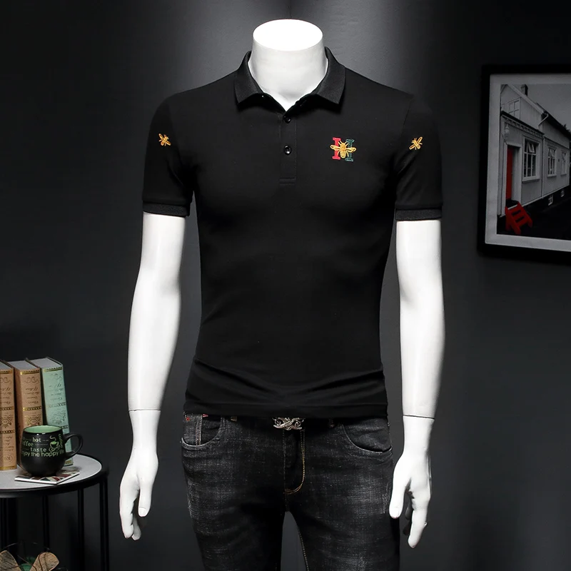 

Polo Great Quality Men's 2020 Summer Mercerized Cotton Polos Brand Embroidery Short Sleeve Shirt 4xl 5XL E164
