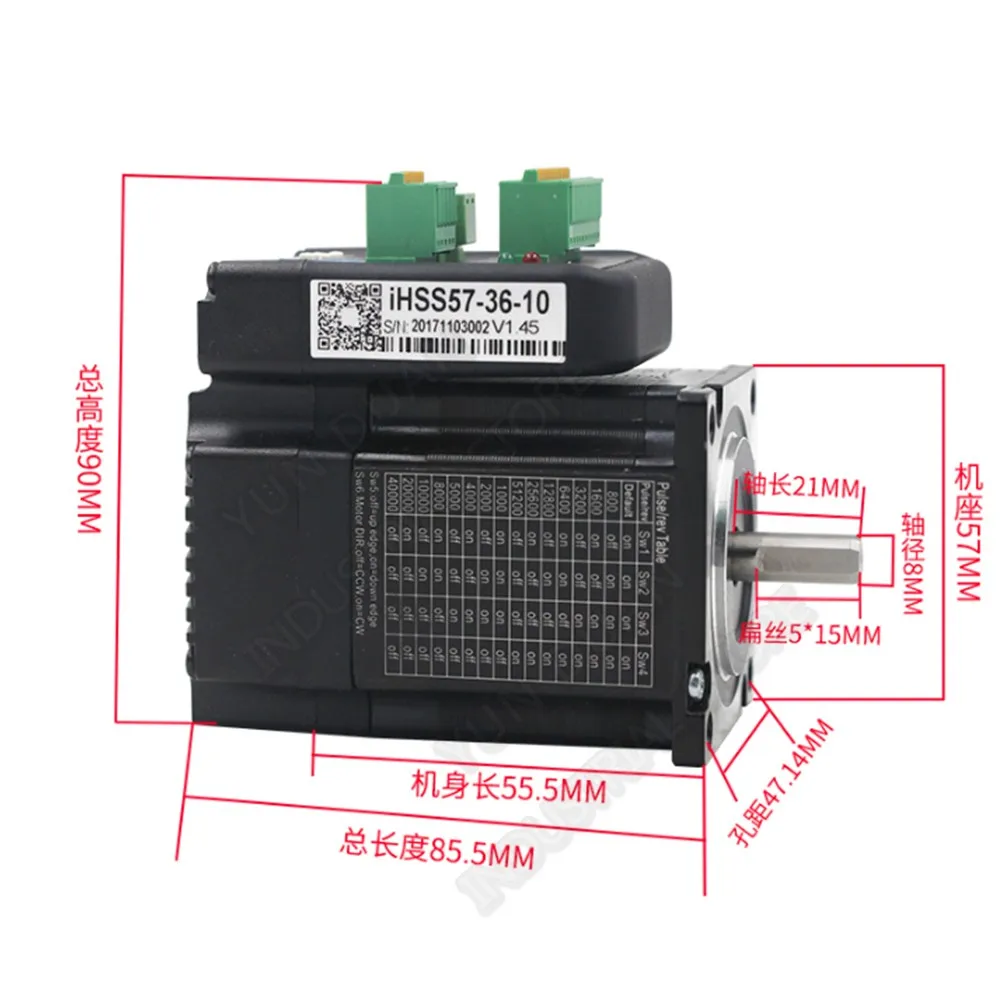 Integrated NEMA23 57mm 1Nm 36VDC1500rpm 2Phase DSP Hybrid Closed Loop Motor Driver Encoder All- In- One Easy Servo JMC Nema 23
Integrated NEMA23 57mm 1Nm 36VDC1500rpm 2Phase DSP Hybrid Closed Loop Motor Driver Encoder All- In- One Easy Servo JMC Nema 23