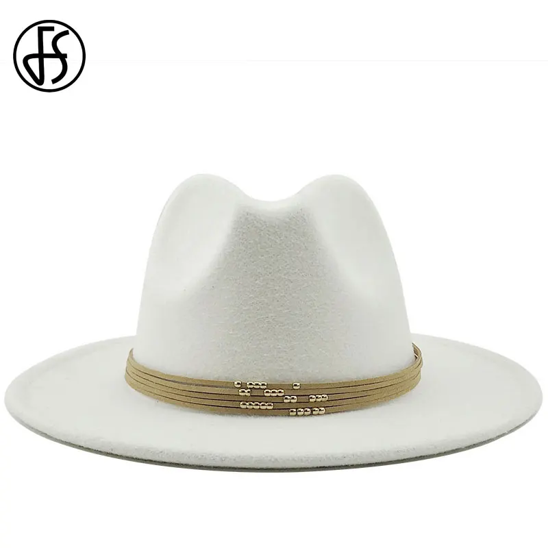 FS Winter Wool Jazz Fedora Hats Men Women With Leather Suede Belt Felt Hat White Yellow Wide Brim Panama Trilby Formal Party Cap
FS Winter Wool Jazz Fedora Hats Men Women With Leather Suede Belt Felt Hat White Yellow Wide Brim Panama Trilby Formal Party Cap