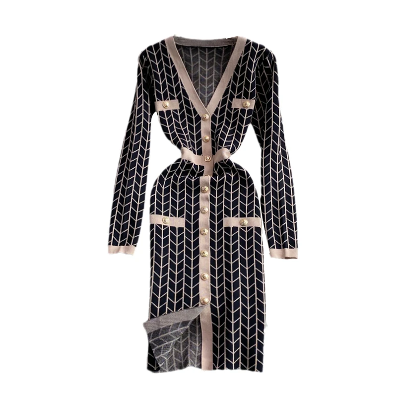 Kimutomo Elegant Retro Knit Dress Women 2021 Autumn Korea Fashion Female V-neck Long Sleeve Slim Single Breasted Split Vestido
Kimutomo Elegant Retro Knit Dress Women 2021 Autumn Korea Fashion Female V-neck Long Sleeve Slim Single Breasted Split Vestido