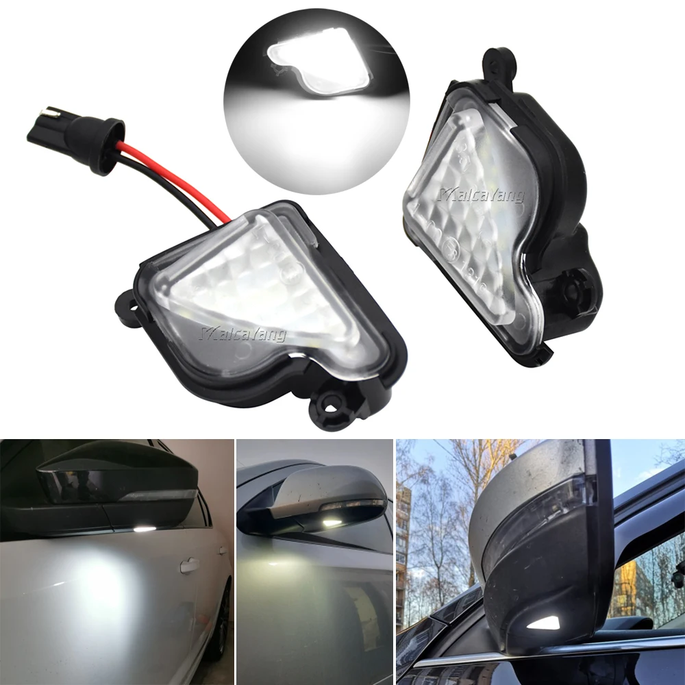 

2Pcs LED Side Mirror Puddle Lights CANBUS No Error White For Skoda Superb MK2 Octavia MK2 MK3 1Z 5E Under Mirror Lamp Car Light