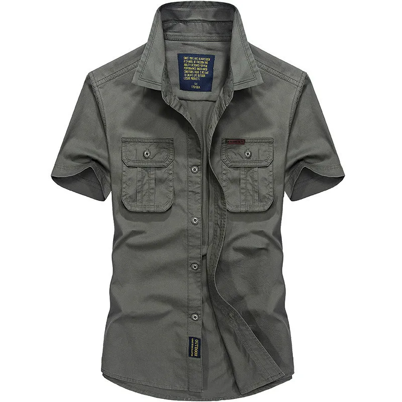 Summer Short Sleeve Cargo Shirt Men Military Mens Shirts Casual Slim Fit Chemise homme Cotton Shirt Camisa masculina
Summer Short Sleeve Cargo Shirt Men Military Mens Shirts Casual Slim Fit Chemise homme Cotton Shirt Camisa masculina