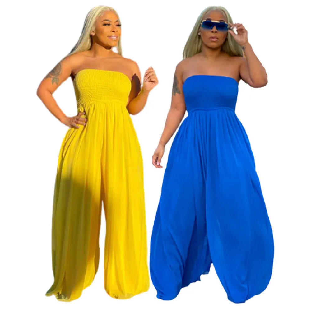 Yellow Blue Chiffon Rompers Womens Jumpsuit Fashion Off The Shoulder Strapless Wide Leg Bodysuit Summer Holiday Beach Overalls
Yellow Blue Chiffon Rompers Womens Jumpsuit Fashion Off The Shoulder Strapless Wide Leg Bodysuit Summer Holiday Beach Overalls