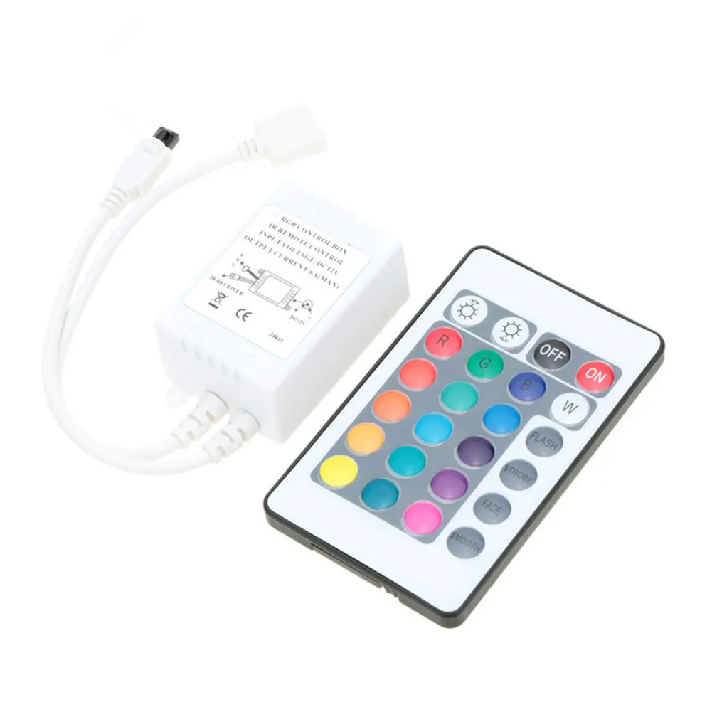 RGB LED Strip Light Remote With 4-Pin Connectors 24 Key IR Universal Remote Controller For 5050 3528 RGB LED Lights DC12V
RGB LED Strip Light Remote With 4-Pin Connectors 24 Key IR Universal Remote Controller For 5050 3528 RGB LED Lights DC12V
