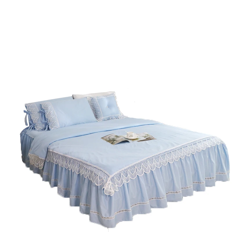 Blue Lace Princess Wedding Luxury Bedding Set King Queen Size Pure cotton Bed skirt Duvet Cover Bedspread Pillowcase bedclothes
Blue Lace Princess Wedding Luxury Bedding Set King Queen Size Pure cotton Bed skirt Duvet Cover Bedspread Pillowcase bedclothes