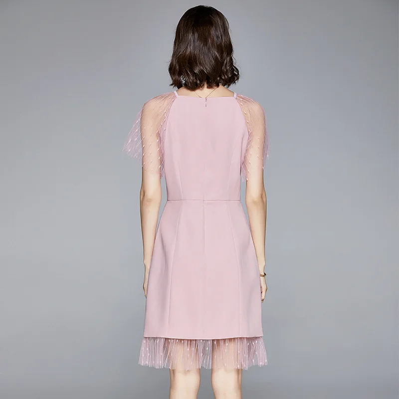 AISTELIK 2020 dress summer new fashion ladies solid color square collar mesh splicing ageing powder waist slimming A-line dress
AISTELIK 2020 dress summer new fashion ladies solid color square collar mesh splicing ageing powder waist slimming A-line dress