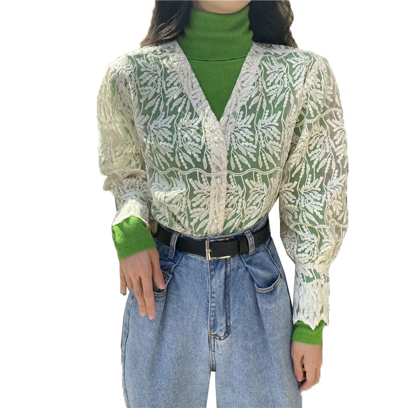 Women's Shirts Spring Summer Lace Chiffon Blouse Fashion Single-breasted Shirt Tops Ladies Thin Coat Sun Protection Clothing
Women's Shirts Spring Summer Lace Chiffon Blouse Fashion Single-breasted Shirt Tops Ladies Thin Coat Sun Protection Clothing