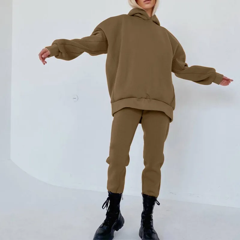 Women's Tracksuit Oversized Hooded Suit Solid Hoodies Top And Jogger Pants 2 Pieces Sets Female Autumn Winter
Women's Tracksuit Oversized Hooded Suit Solid Hoodies Top And Jogger Pants 2 Pieces Sets Female Autumn Winter