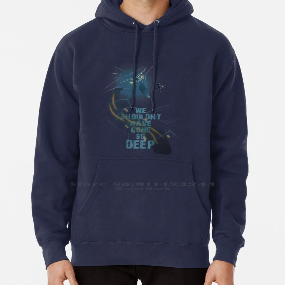 

Degasi Regrets Hoodie Sweater 6xl Cotton Water Ocean Leviathan Fear Dark Blue Green Diver Monster Warning Gaming Survival