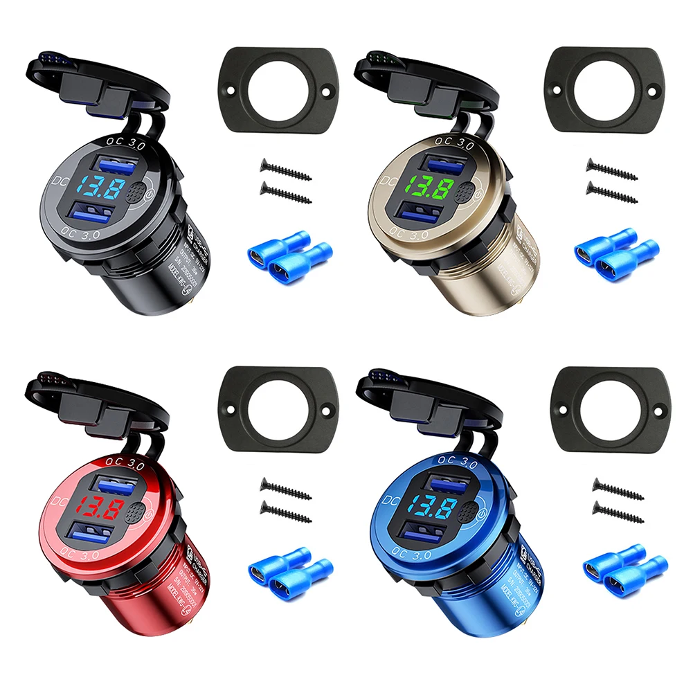 L4 Dual Charge USB Car Charger Socket USB Outlet with Switch + Voltmeter for Car Boat Marine Motorcycle ATV Truck
L4 Dual Charge USB Car Charger Socket USB Outlet with Switch + Voltmeter for Car Boat Marine Motorcycle ATV Truck