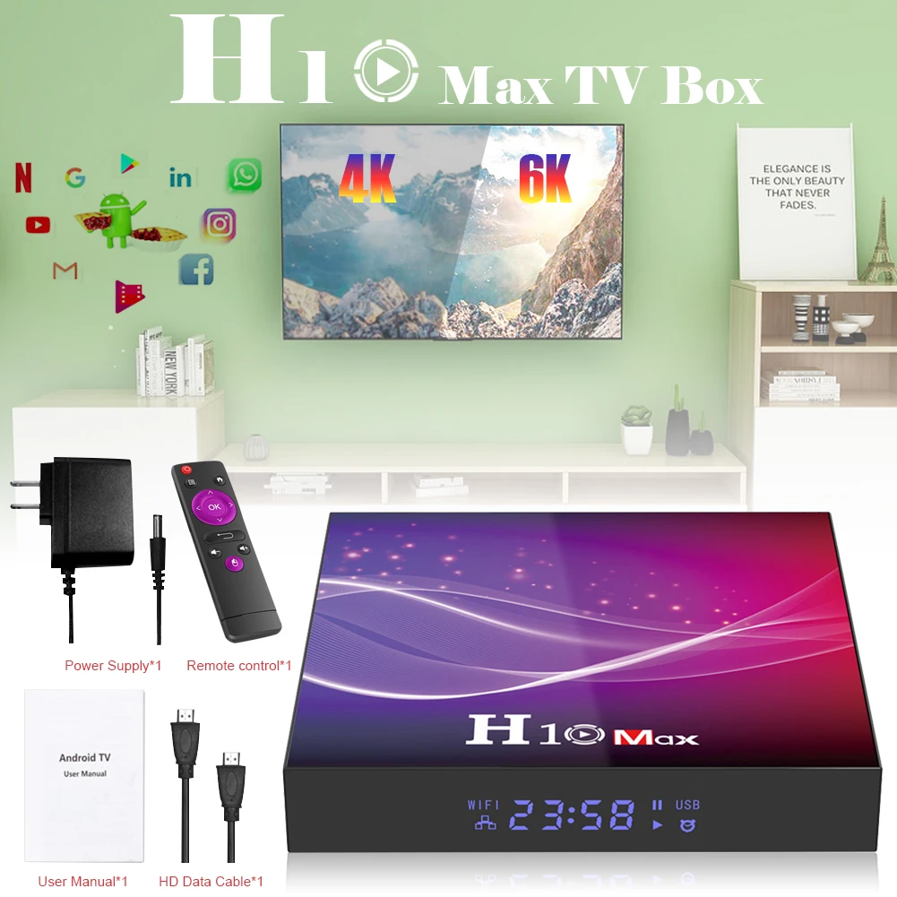 H10 MAX 2.4G Set Top Box Android10.0 6K Quad-Core TV Box Support HDMI-compatible, WiFi, Bluetooth with IR Control
H10 MAX 2.4G Set Top Box Android10.0 6K Quad-Core TV Box Support HDMI-compatible, WiFi, Bluetooth with IR Control