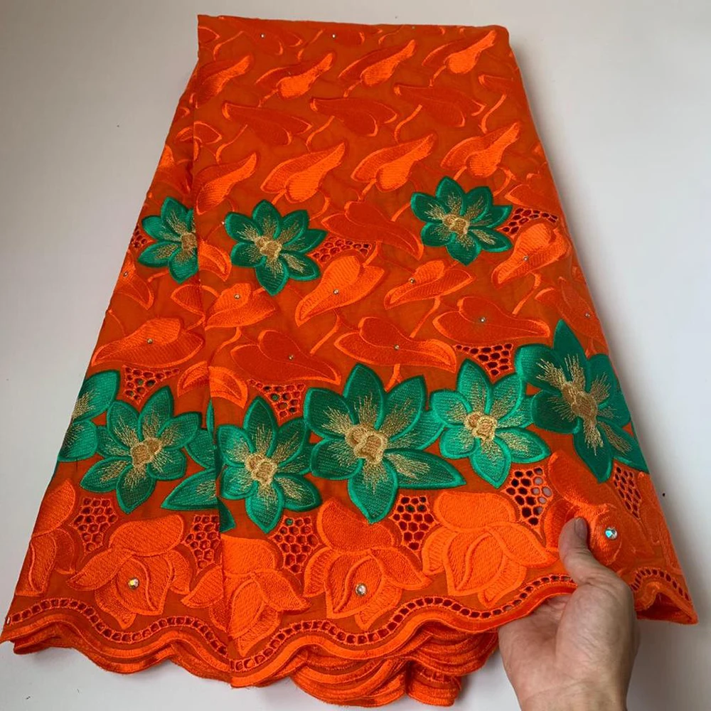Orange Color 100% Embroidery Cotton Lace Fabrics With Stones Beautiful French Swiss Cotton Lace Sewing Dress
Orange Color 100% Embroidery Cotton Lace Fabrics With Stones Beautiful French Swiss Cotton Lace Sewing Dress