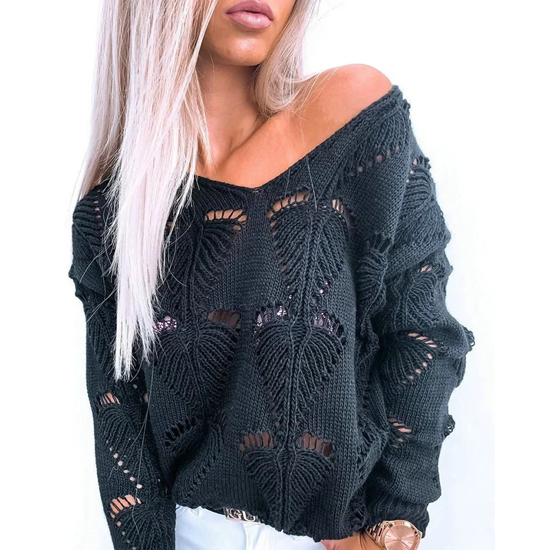 Winter Women Sweaters Sexy V-neck Fashion Hollow Out Knit Sweater Long Sleeve Casual Solid Female Lovely Tops Autumn
Winter Women Sweaters Sexy V-neck Fashion Hollow Out Knit Sweater Long Sleeve Casual Solid Female Lovely Tops Autumn