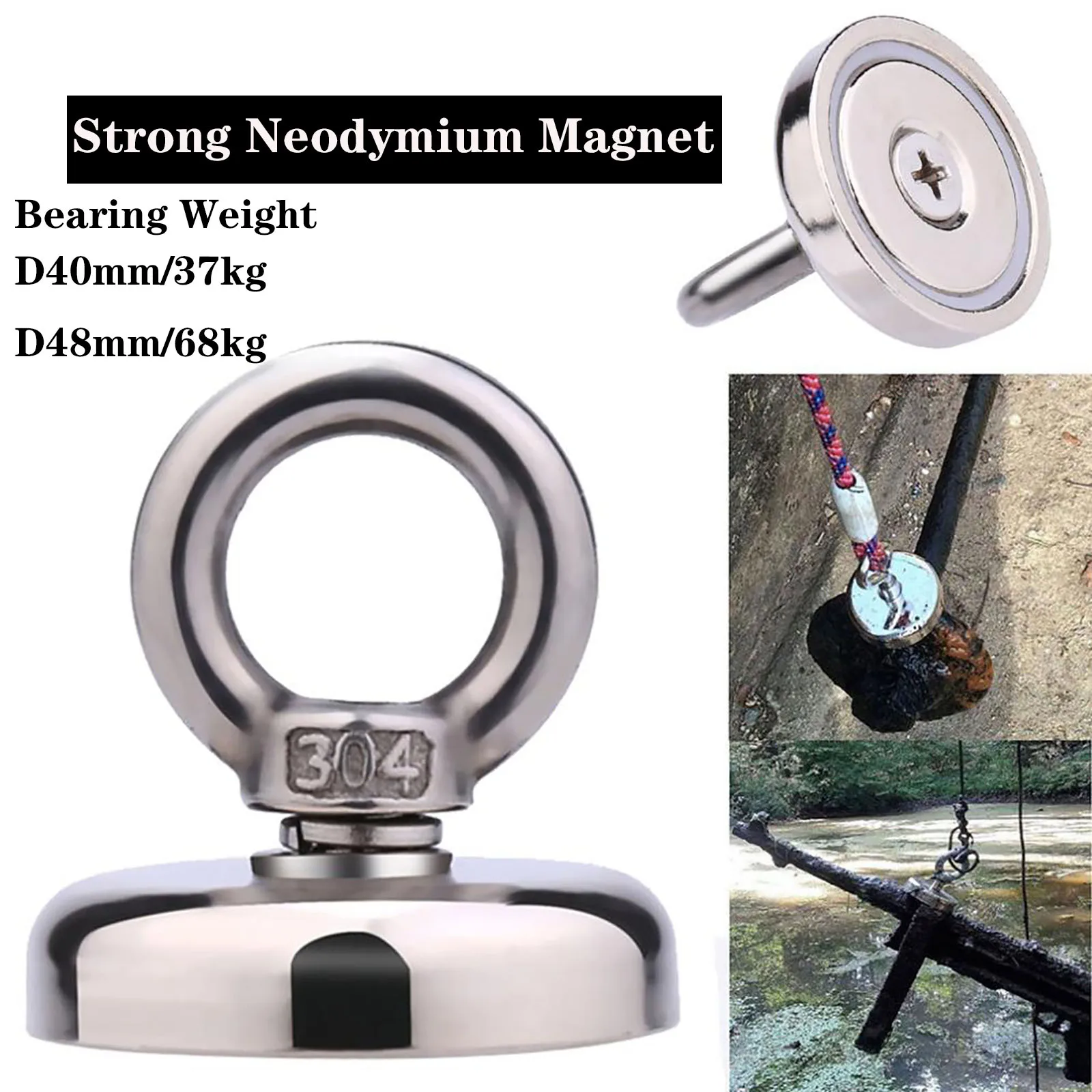 Strong Neodymium Magnet Double Side Search Magnetic Hook D40/48mm 37/68KG Super Power Salvage Fishing Magnetic Stell Cup Holder
Strong Neodymium Magnet Double Side Search Magnetic Hook D40/48mm 37/68KG Super Power Salvage Fishing Magnetic Stell Cup Holder