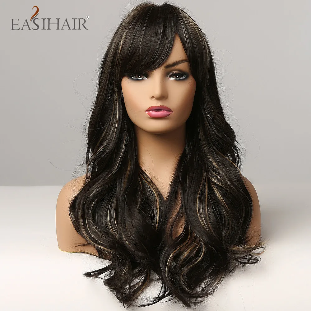 EASIHAIR длинные волнистые черные синтетические волосы блондинка изюминка