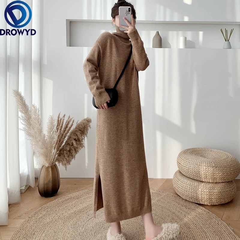 Fashion Thick Turtleneck Long Twisted Knitted Jumper Dress Women Winter Warm Loose Straight Sweater Party Vestidos Femme 2021
Fashion Thick Turtleneck Long Twisted Knitted Jumper Dress Women Winter Warm Loose Straight Sweater Party Vestidos Femme 2021
