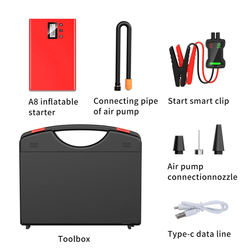 4 IN 1 Car Jump Starter Air compressor portable Tire inflator pump 12V Power Bank Car Battery Booster charger Starting Device
4 IN 1 Car Jump Starter Air compressor portable Tire inflator pump 12V Power Bank Car Battery Booster charger Starting Device