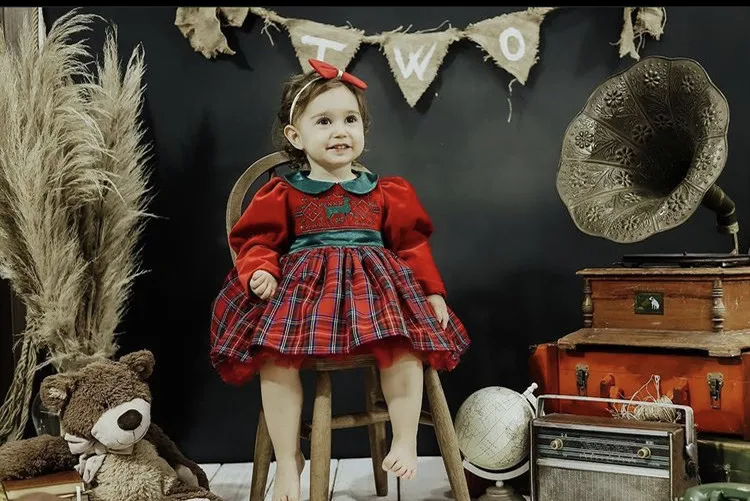 Baby Girl Auntumn Winter Red Plaid Deer Embroisery Vintage Turkish England Princess Ball Gown Dress for Christmas Casual Eid 
Baby Girl Auntumn Winter Red Plaid Deer Embroisery Vintage Turkish England Princess Ball Gown Dress for Christmas Casual Eid
